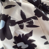Summer 24SS Vintage Retro Black Flower Direct Print High-Street Casual Beach Style Quality Cold Short Sleeve Shirt