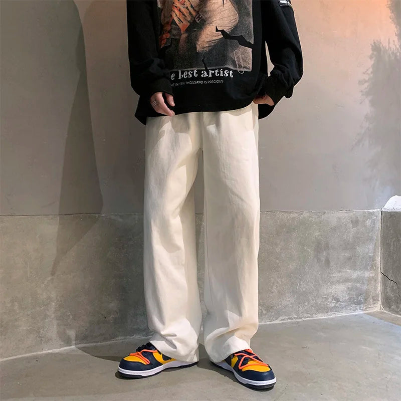 preppy style letter embroidery straight men baggy tracksuit pants y2k clothes sweatpants male drawstring casual long trousers unique joggers style 1077