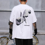 Y2k Vintage print – Hands Finger Cross Print White Black Summer Y2K Tshirts For