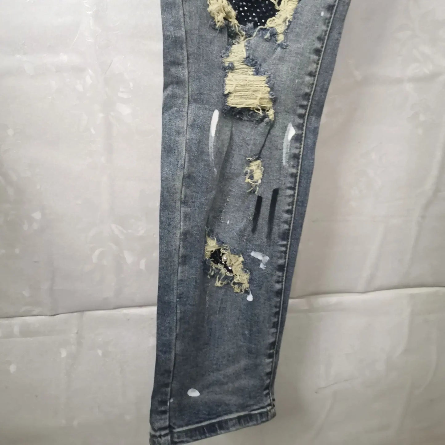 2023 brand new classic old washing rhinestones ripped holes jeans cotton denim pants comfort casual jeans size cargo 28 36 620 unique cargo style 746