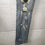 2023 brand new classic old washing rhinestones ripped holes jeans cotton denim pants comfort casual jeans size cargo 28 36 620 unique cargo style 746