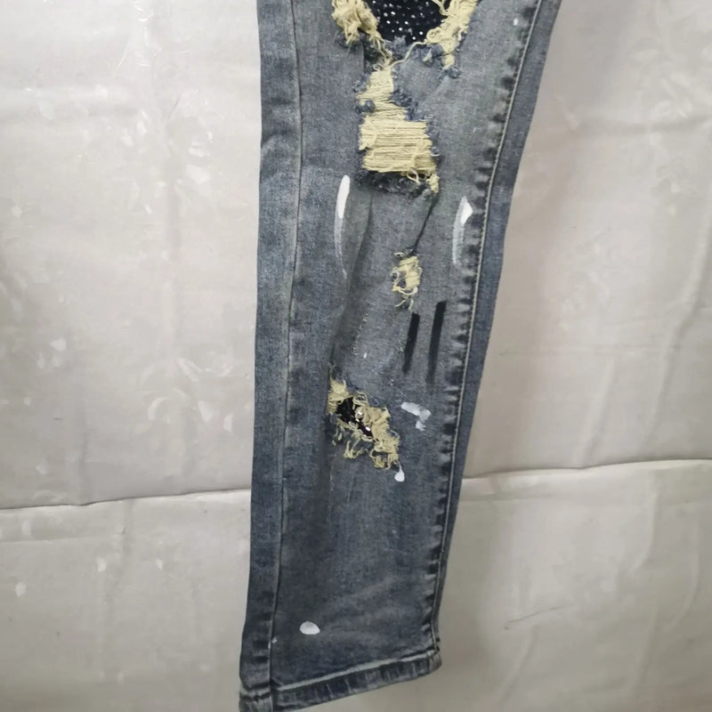 2023 brand new classic old washing rhinestones ripped holes jeans cotton denim pants comfort casual jeans size cargo 28 36 620 unique cargo style 746