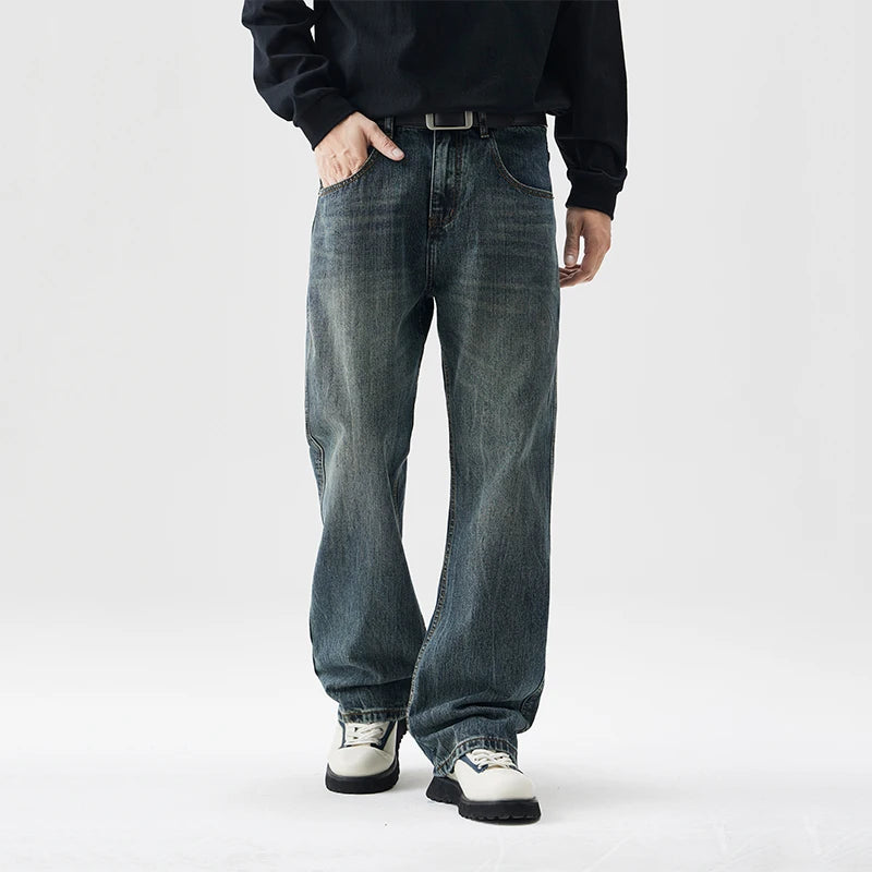 mens plus size retro fashion streetwear loose casual micro flared denim pants jeans cityboy jeans trousers 28 40 unique jeans style 2717