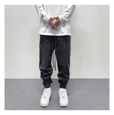 hip hop loose fit elastic waist pants fashion paisy ankle pants mens casual letter embroidery drewstring sportwear pants joggers unique joggers style 3523