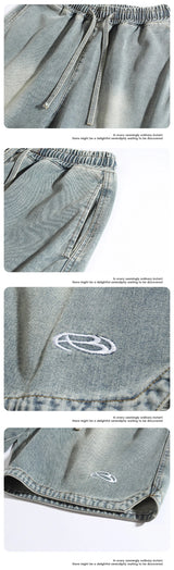 summer distressed denim shorts basic casual streetwear short jeans embroidery baggy hip hop fashion y2k blue bermuda shorts unique jeans style 3449