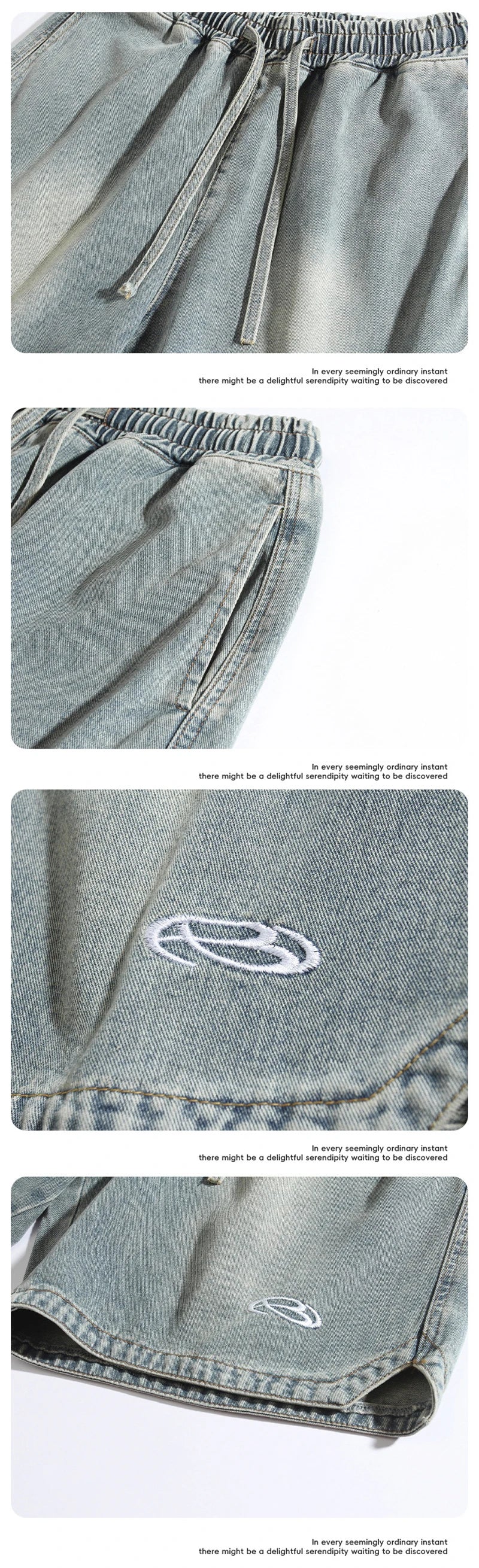 summer distressed denim shorts basic casual streetwear short jeans embroidery baggy hip hop fashion y2k blue bermuda shorts unique jeans style 3449