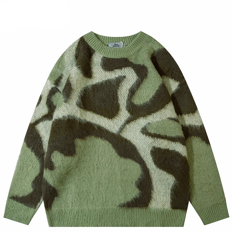 techwear flame knit sweater with structured oversized fit, ideal for cold streetwear layers, men’s streetwear clothing piece 