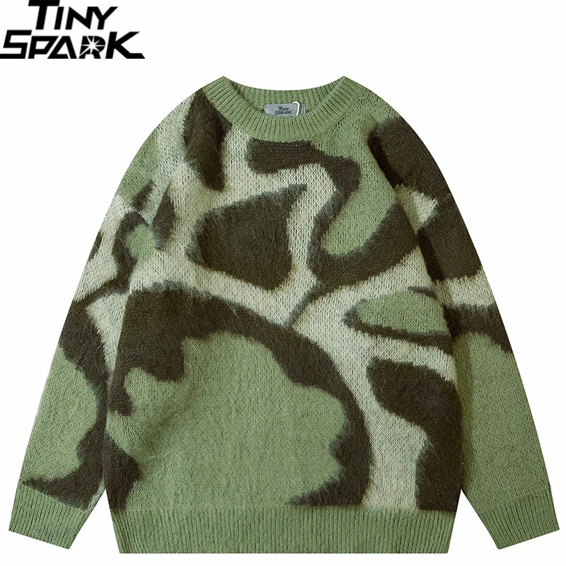 techwear flame knit sweater with structured oversized fit, ideal for cold streetwear layers, men’s streetwear clothing piece 