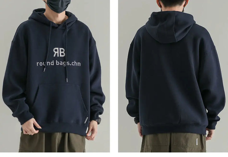 Fashionable Korean Personalized Hooded Sweatshirt Men's Letter Autumn and Winter Tops Japanese Casual Loose Pullover Jacket Tops