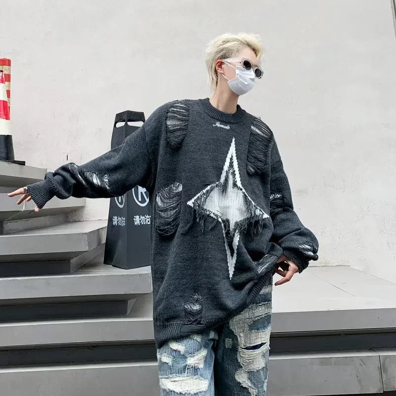 y2k fire graphic pullover, urban streetwear essential, y2k flame pullover top for edgy winter outfits