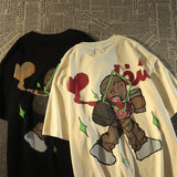 Cyberpunk Tribal flame – Trendy Brand Retro Cartoon Pure Cotton Short Sleeved T Shirt