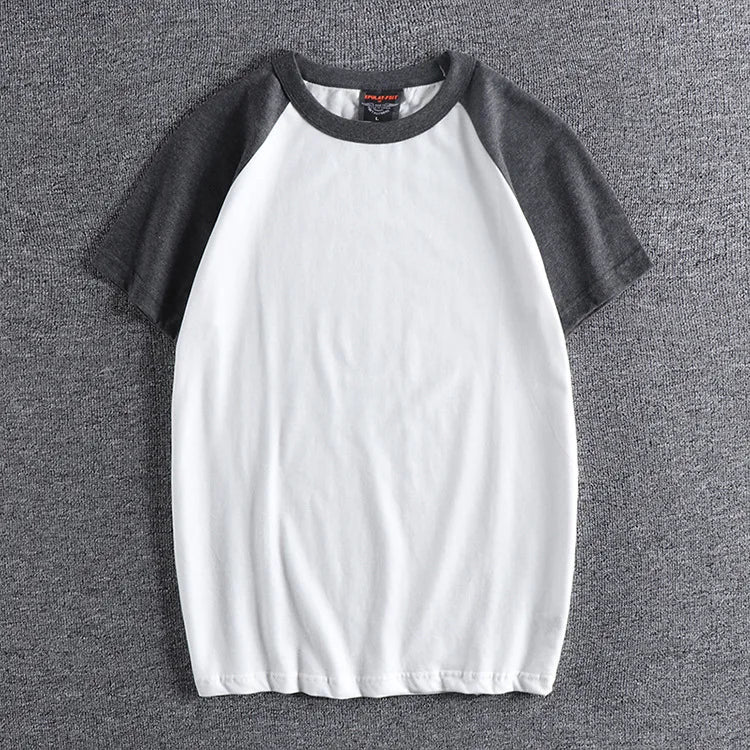Glitchcore Anime panel – Summer Short Sleeved Mens New Retro Stitching Contrast Color
