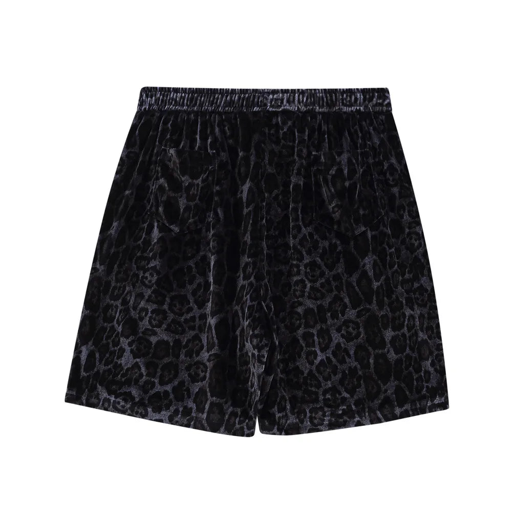 Harajuku Vintage t-shirt – Velvet Leopard Short Sleeve T Shirt Short Sets Summer Mens H