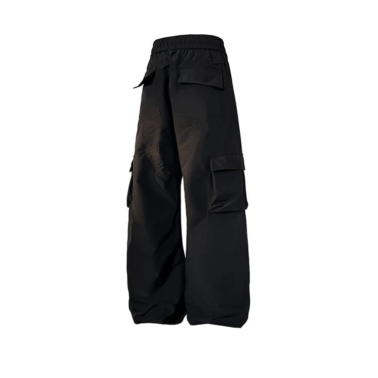 multi pocket mens wide leg straight cargo pants korean fashion track pants male casual loose mopping trousers four seasons unique cargo style 1032