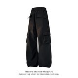 multi pocket mens wide leg straight cargo pants korean fashion track pants male casual loose mopping trousers four seasons unique cargo style 1032