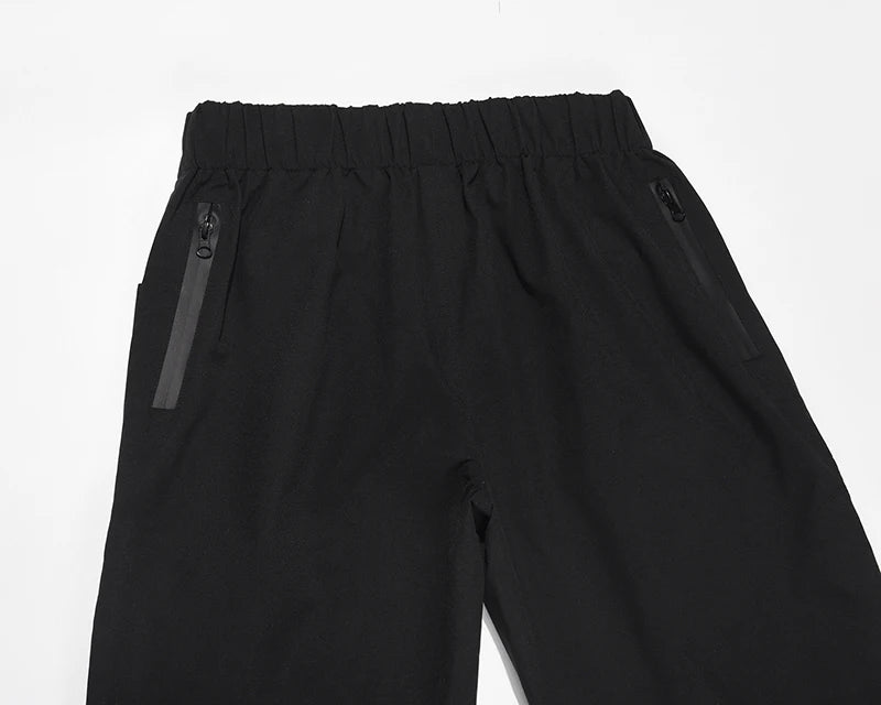 high street zipper pockets quick dry vibe style mens track pants elastic waist straight retro black casual trousers unique default style 456