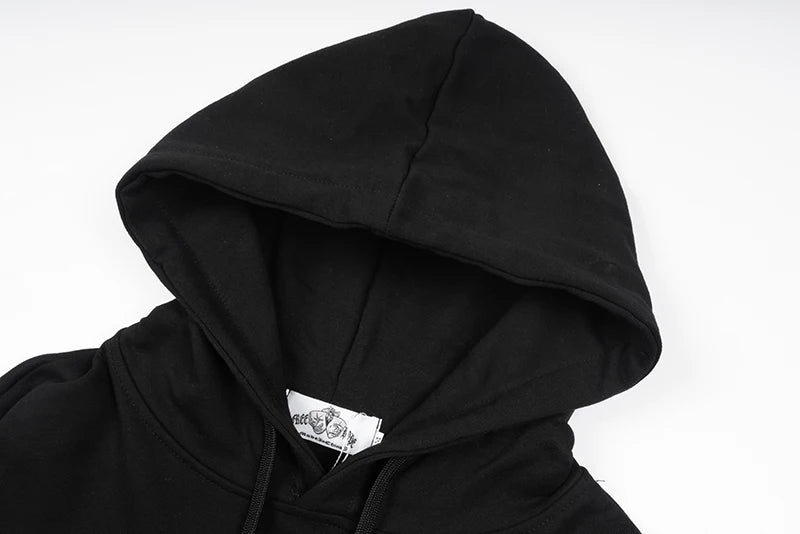 Hands Figure Print Letter Embroidery White Black Mens Autumn Hoodies P
