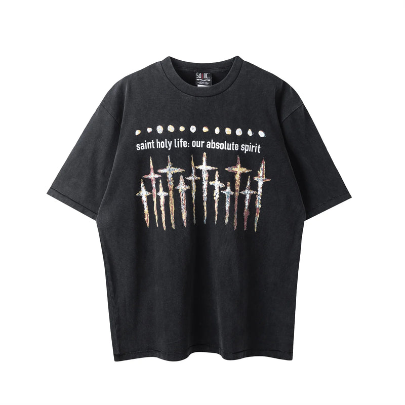 sadcore streetwear top featuring summer retro vintage fashion washed distressed high street t shirt tops