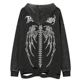 cyberpunk angelcore design featuring fashion skull printed hoodies hip hop retro washed bottom ripped sweatshirt streetwear men hooded warm fleece loose tops hoodies