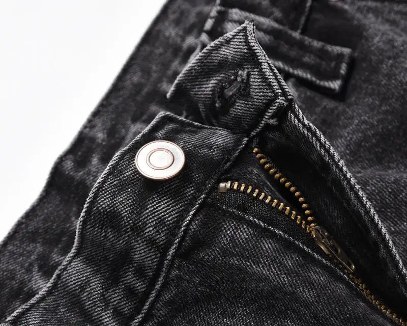 retro washed denim mens jeans pants fashion graffiti patchwork loose biker black jeans streetwear hip hop casual straight pants unique jeans style 5260