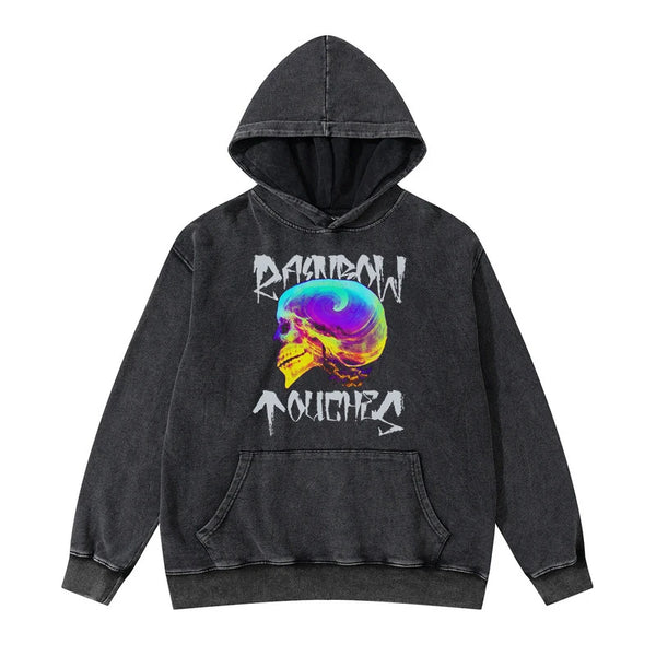 Harajuku oversized shirt featuring rainbowtouches washed hoodies men fashion high street color skulls vintage hip hop women hoodie street unisex superior quality