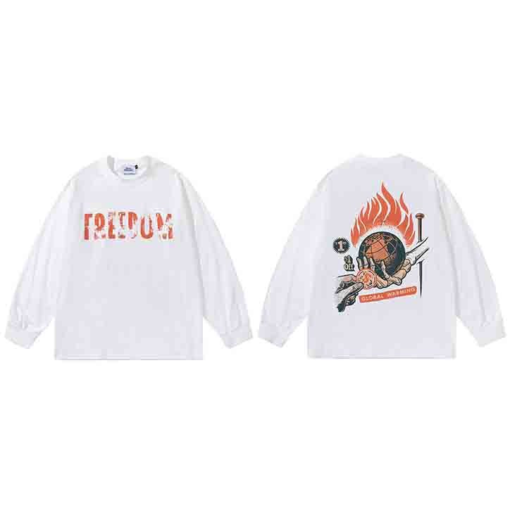 "Fire Flame" Unisex Men Women Streetwear Graphic Sweatshirt Daulet Apparel