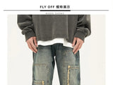 american high street trendy men and women trendy personalized straight tube washed jeans couple loose retro casual pants y2k unique jeans style 5