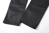 streetwear kanye slim fit feet coated black jeans pants for men pocket brushed wax tapered pants man casual cargo jeans y2k unique cargo style 4566