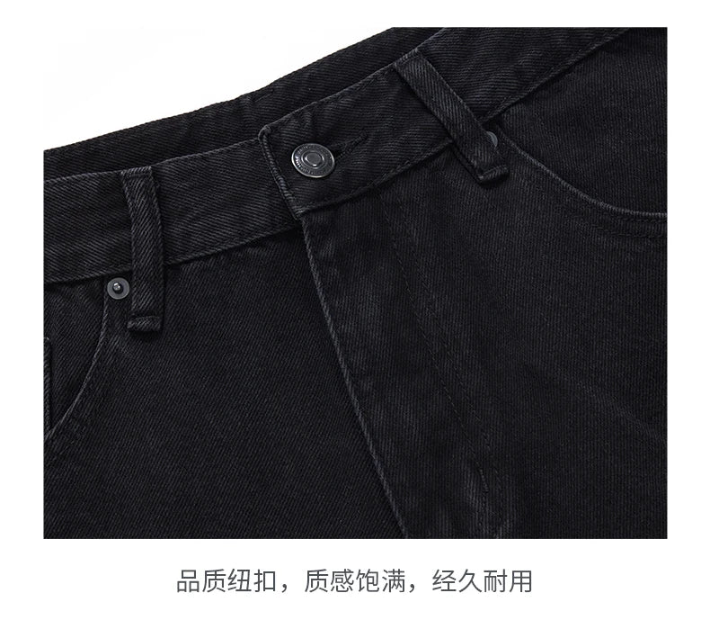 men american streetwear fashion loose casual hip hop wide leg black denim baggy jeans pants man y2k cargo jeans trousers unique cargo style 2327