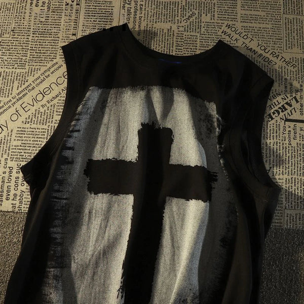 Harajuku Graphic tee – Pure Cotton American Retro Trend Fashion Niche Cross Print L