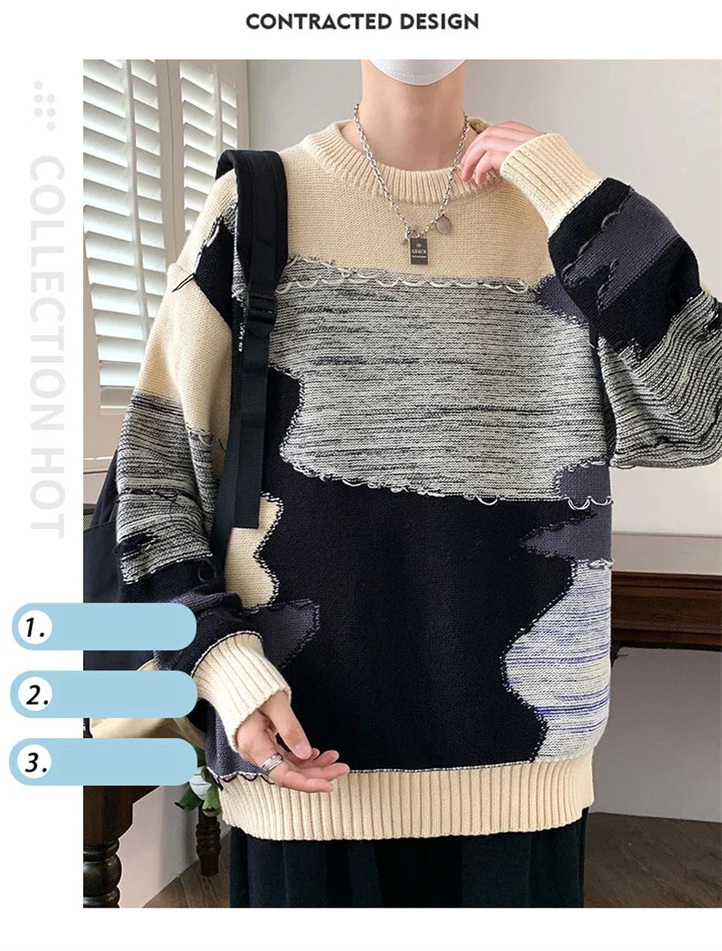 bold fire sweater, layered fit piece, aesthetic soft knit grunge sweater for cozy streetwear