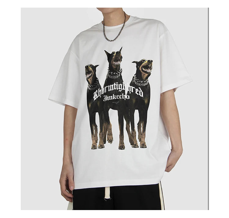 Sadcore Oversized shirt – Harajuku T Shirt Mens 2023 Summer Dog Letter Printed Vintage
