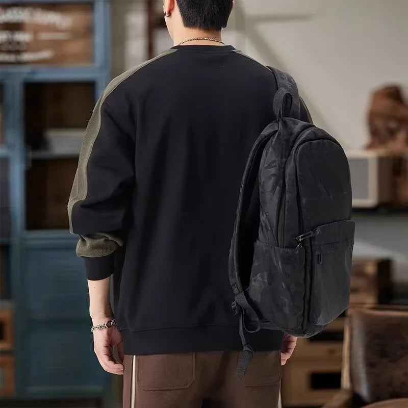 2025 Spring Letter Print New In Sweatshirt Mens Patchwork Long Sleeve
