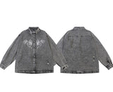 Hip Hop Denim Jeans Shirt Harajuku Retro Washed Letter Embroidery Long Sleeve Shirts for Men High Street Casual Loose Tops Shirt