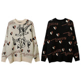 hip hop harajuku angle pattern knitted sweater unisex pullover streetwear winter casual loose mens sweater warm jumper knitwear - unisex casual winter pullover, 2025 streetwear drop, Y2K grunge street style