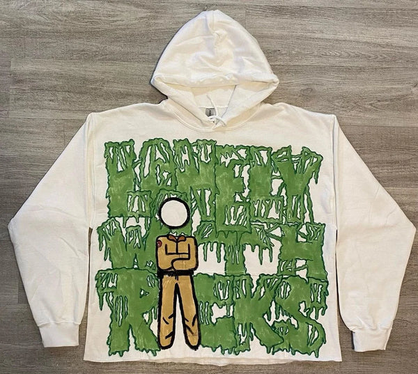 Y2K Womens Clothing Sweatshirt Long Sleeved Pullover Handdrawn Pattern