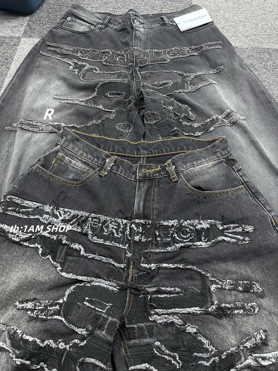 2024 brand new classic embroidered denim zipper fit y project pant jeans cotton denim pants comfort casual jeans 786 denim street jeans