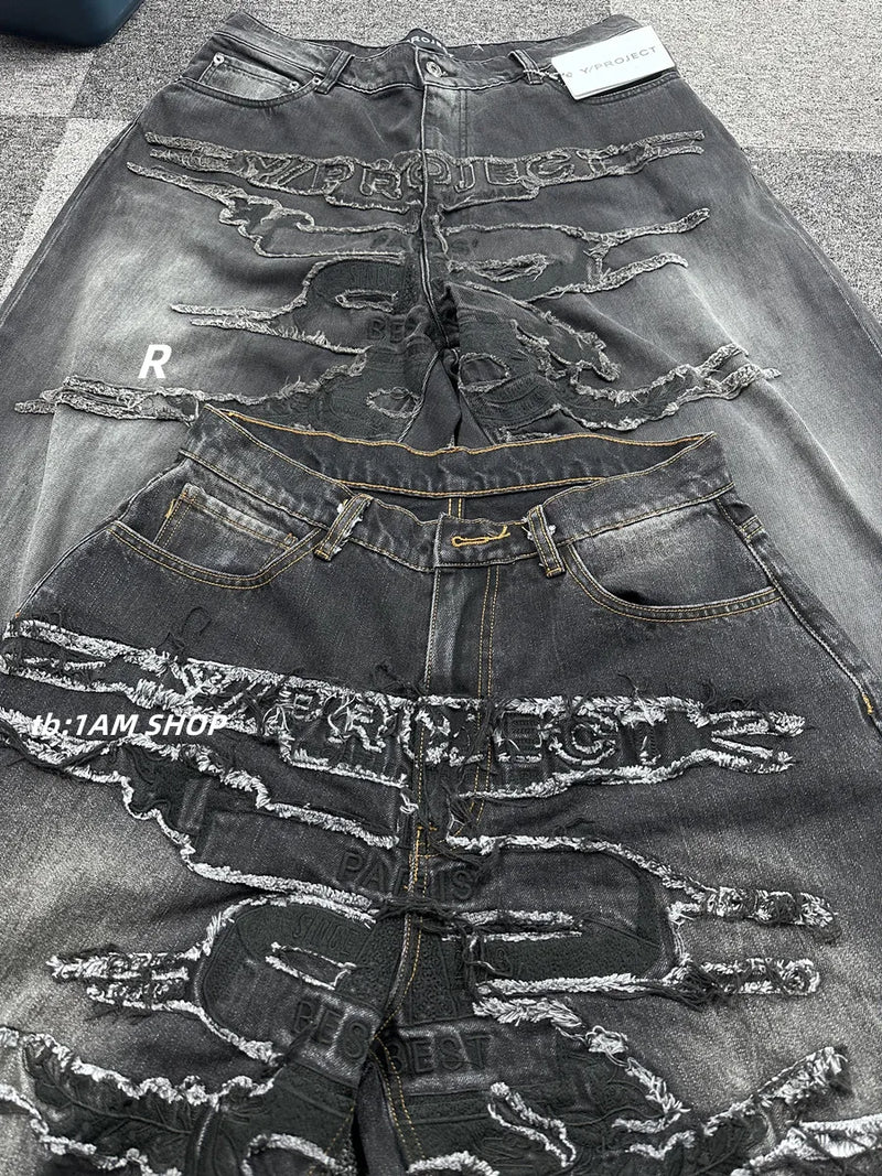 2024 brand new classic embroidered denim zipper fit y project pant jeans cotton denim pants comfort casual jeans 786 denim street jeans