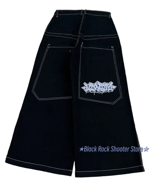 hip hop letter embroidery baggy jeans harajuku y2k streetwear wexwear jeans gothic pants womens high waist wide leg trousers ripped baggy denim