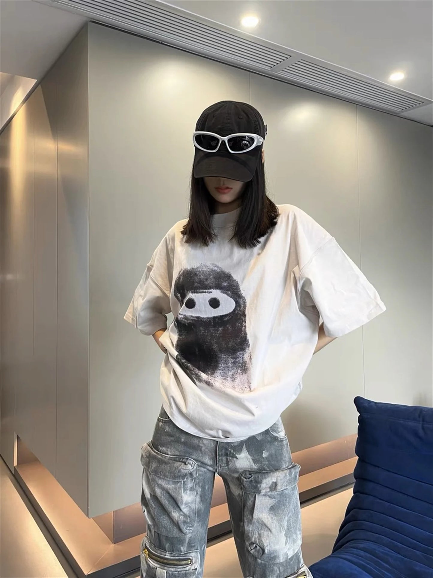 Skatercore Streetwear top – Summer Vintage Style Adf Nft Illustration Ye Doll Graffiti W