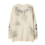 hip hop knitted sweater streetwear mens letter rose printed punk gothic oversized o neck pullover jumpers harajuku loose tops oversized graphic print design, urban wear with bold artwork, Y2K vintage urban hoodie