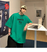 Korean style new Hong Kong style trendy letter printed short-sleeved trend loose and versatile casual couple half-sleeved top