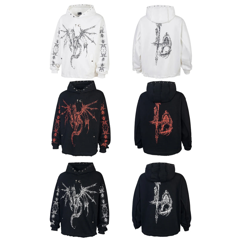 Trapwear Streetwear – 24Ss Thug Club High Street Dragon Print Cotton Casual Oversi – Streetwear Fashion for Men & Women