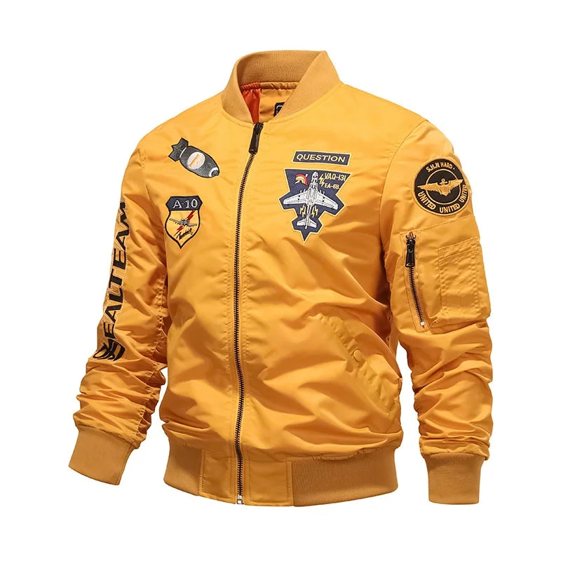 high wear hop quality casual fashion design - style mens-spring-and-autumn-thin-army-green-black-yellow-motorcycle-pilot-baseball-uniform-sports-jacket-mens-hip-hop-style-jacket image material e2299e essential everyday oversized style print graphic streetwear fit premium unisex hip urban streetwear design ID f4474