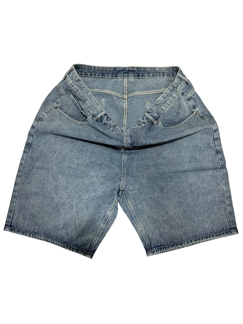 mens plus size denim jeans shorts casual high street straight jeans hip hop streetwear basic short joggers pants men clothing unique joggers style 4098