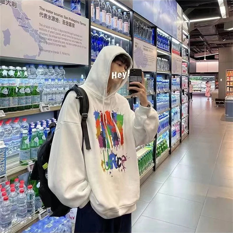 Autumn Graffiti Letter Hooded Sweatshirts Men's Design Graphic Printed Hoodies New Hip Hop Fashion Hoody Y2K