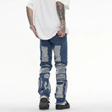 distressed skinny flared micro flare jean for mens mesh big destroyed ripped denim jeans hip hop biker jeans pants male unique jeans style 1317