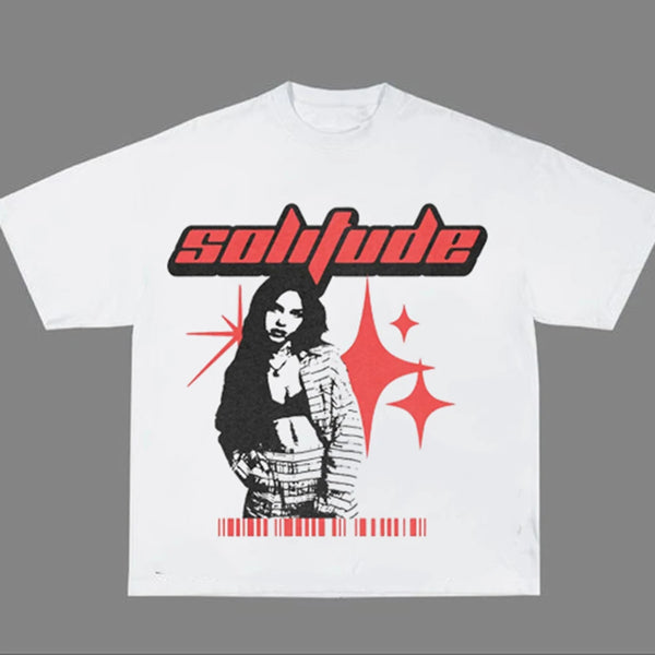 Melted text tee with puffy font and flame overlay