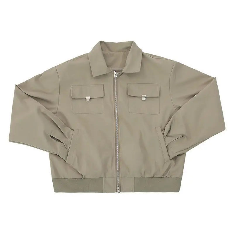 Autumn and Winter Korean Style Season Fashionable Retro Airplane Jacket Men's Loose Street Y2K Niche Shoulder Pad Lapel Jacket