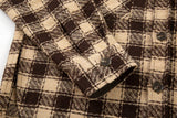 Side Split Irregualr Hem Color Match Plaid Long leeve Shirts Men's Autumn Pockets Streetwear Oversized Checkered Top Tees